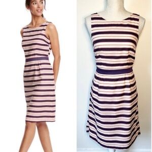 Boden 4 Grace Stripe Sheath Dress Cotton Lined Purple Orange Sleeveless